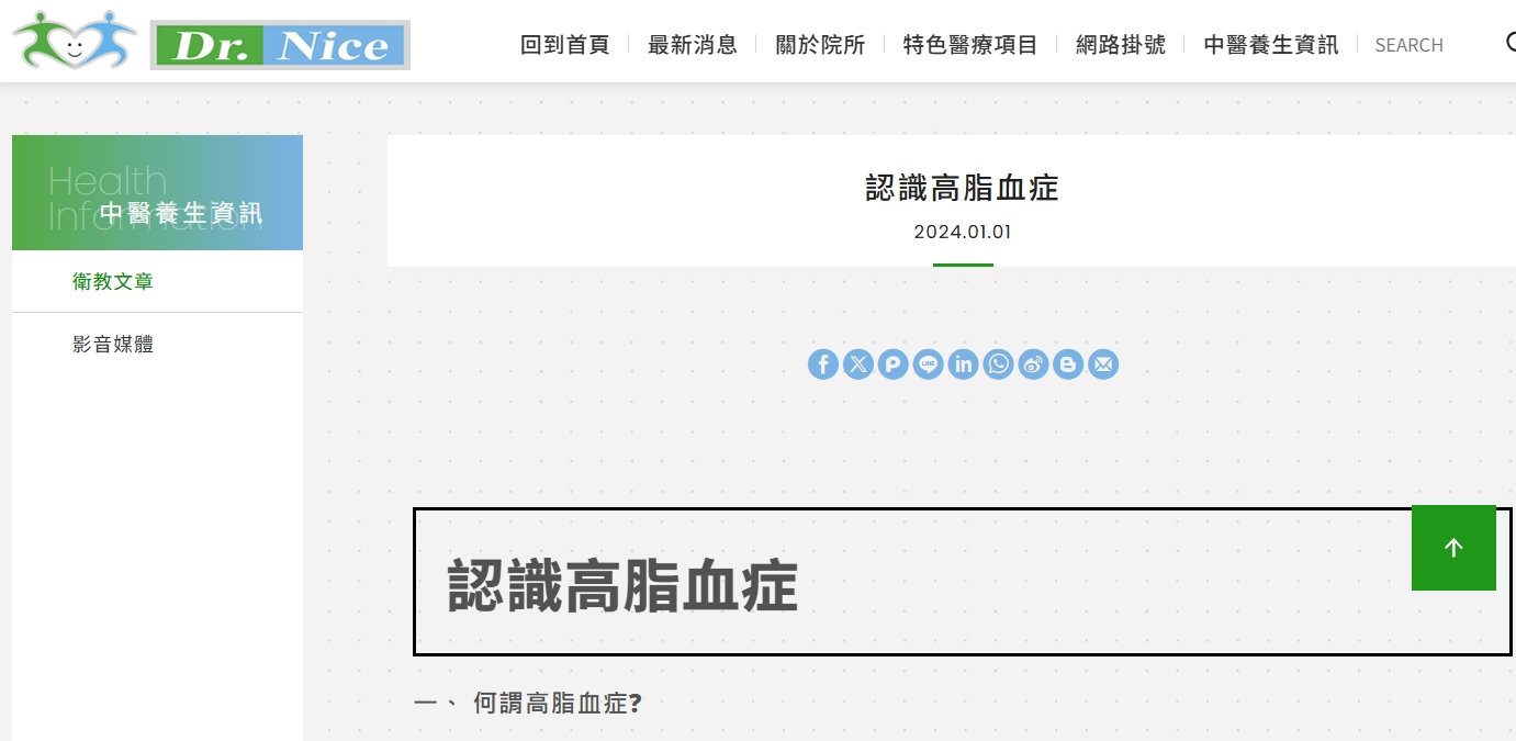 陳潮宗中醫診所-認識高脂血症