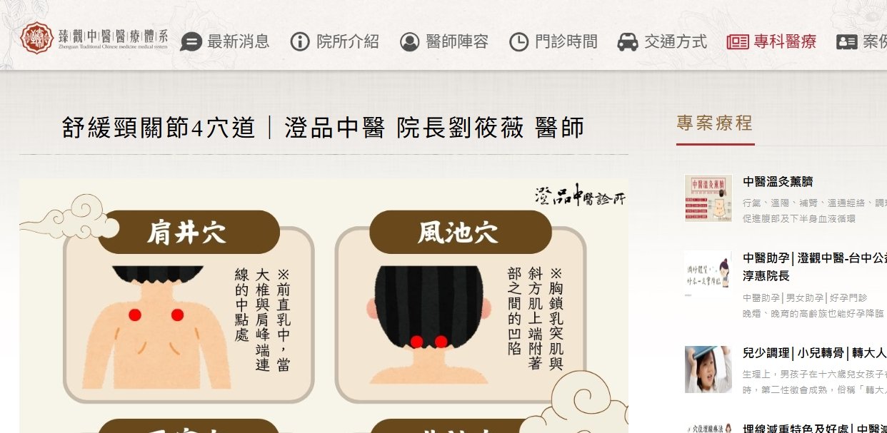 臻觀中醫診所-舒緩頸關節4穴道